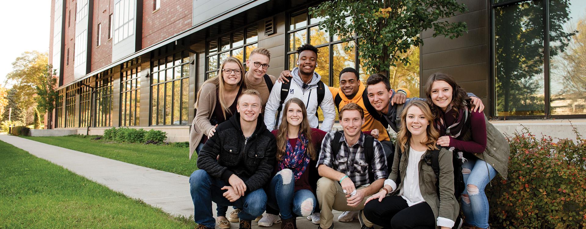 Group of WLC students gathered outside of Aspire Hall